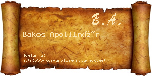 Bakos Apollinár névjegykártya